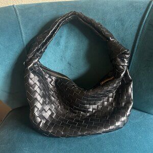 Black Woven Knot Hobo Bag
